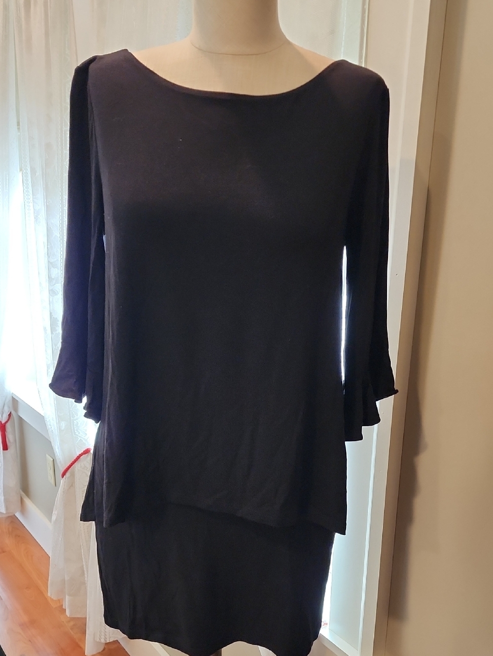 White House Black Market Black Stretch Tunic Top